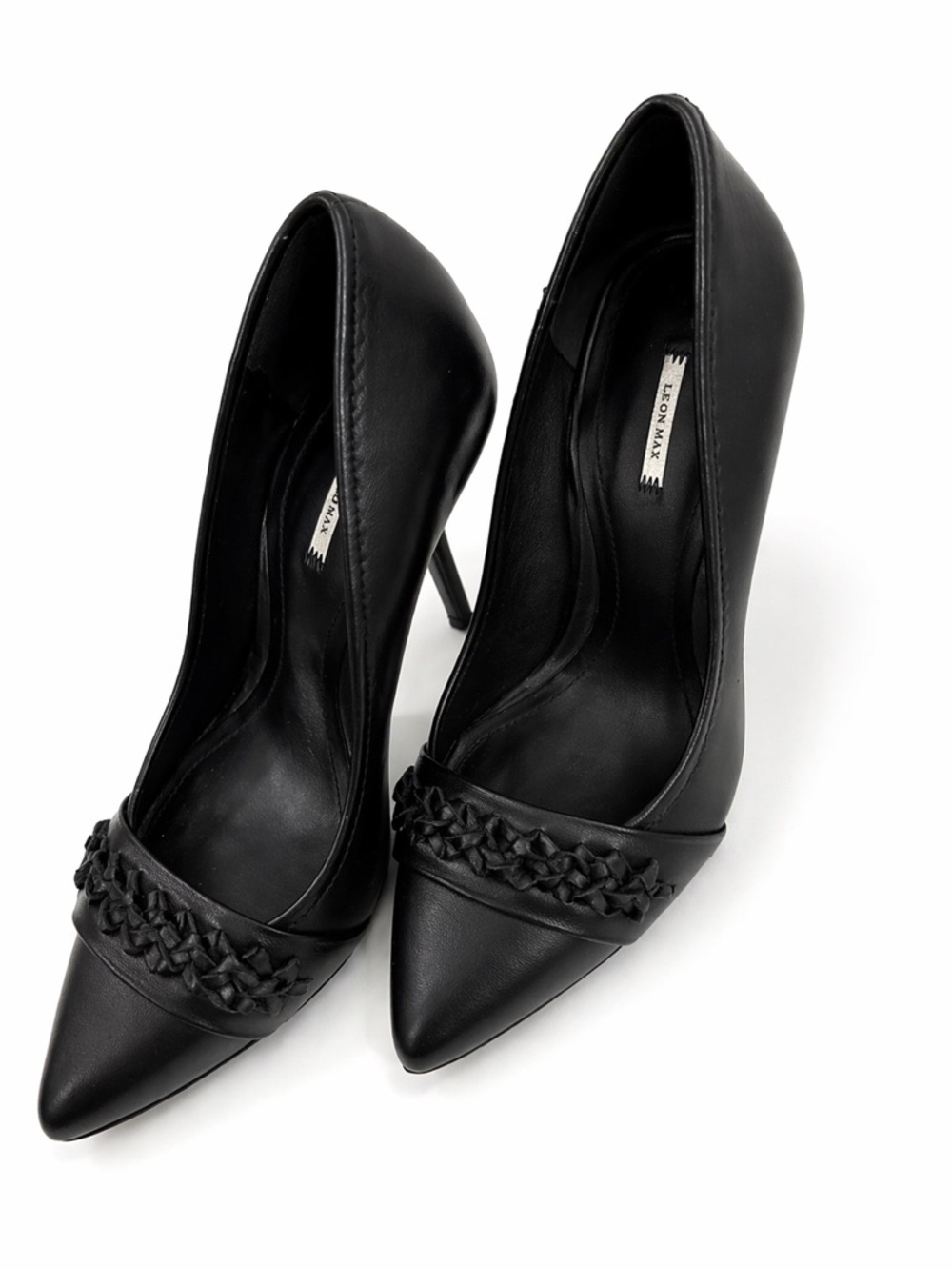Leon max Black Leather Pointed-Toe Heels - Women